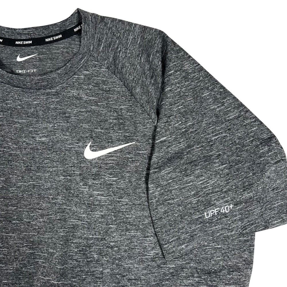 Nike Swim Shirt Mens Medium Gray Dri-FIT UPF 40+ Rash Guard Short Sleeve